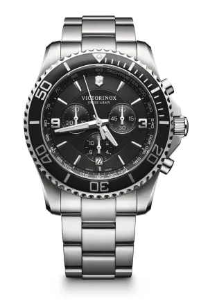 Victorinox Swiss Army Maverick Chronograph Stainless Steel Black Dial Date Mens Watch 241695