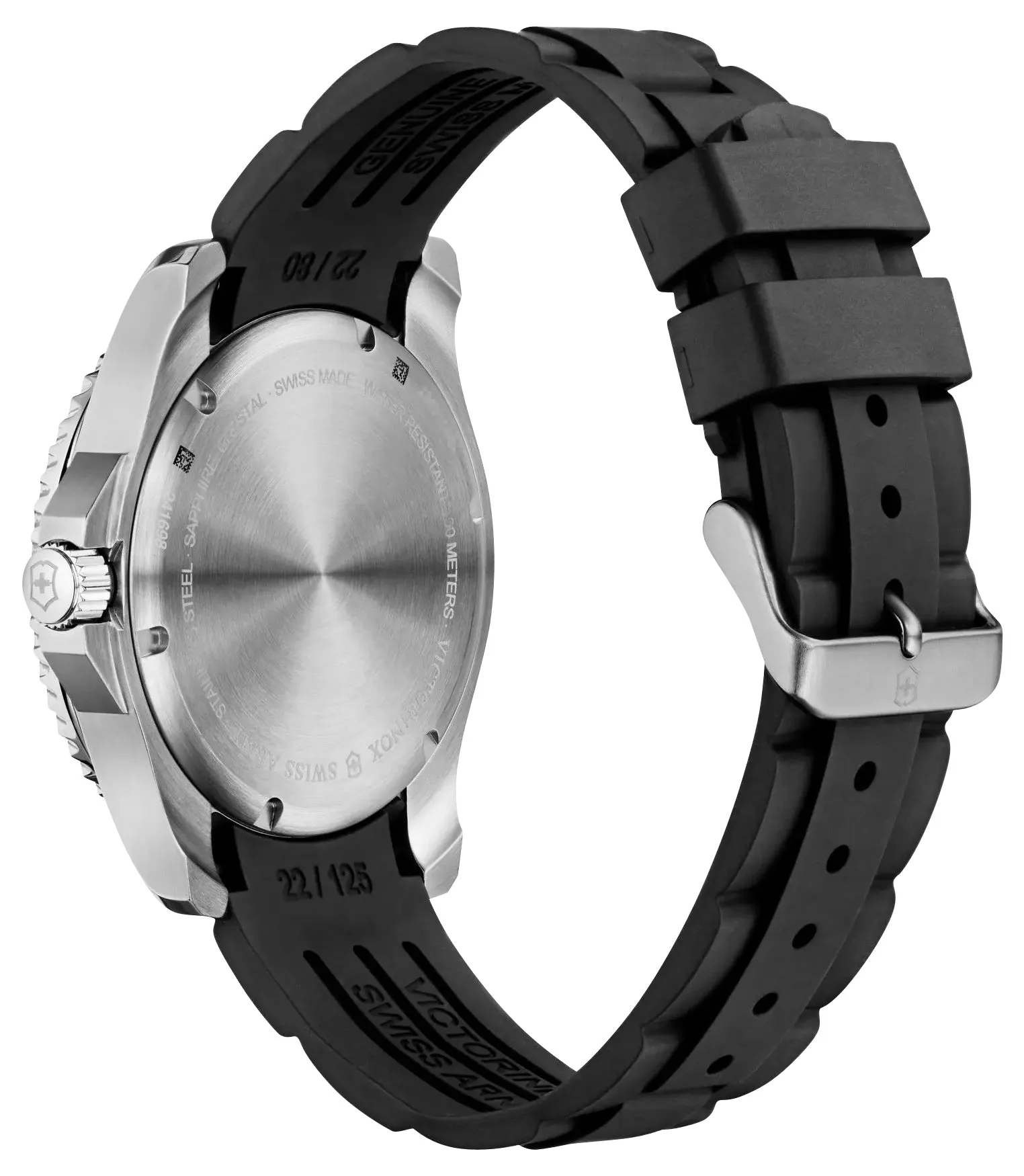 Victorinox Swiss Army Maverick Stainless Steel Black Dial Black Rubber Strap Date Quartz Mens Watch 241698