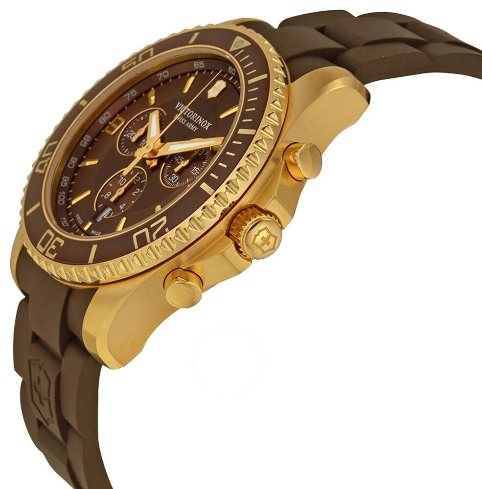 Victorinox Swiss Army Maverick Steel 241692 Mens Watch Chronograph Brown Dial Date
