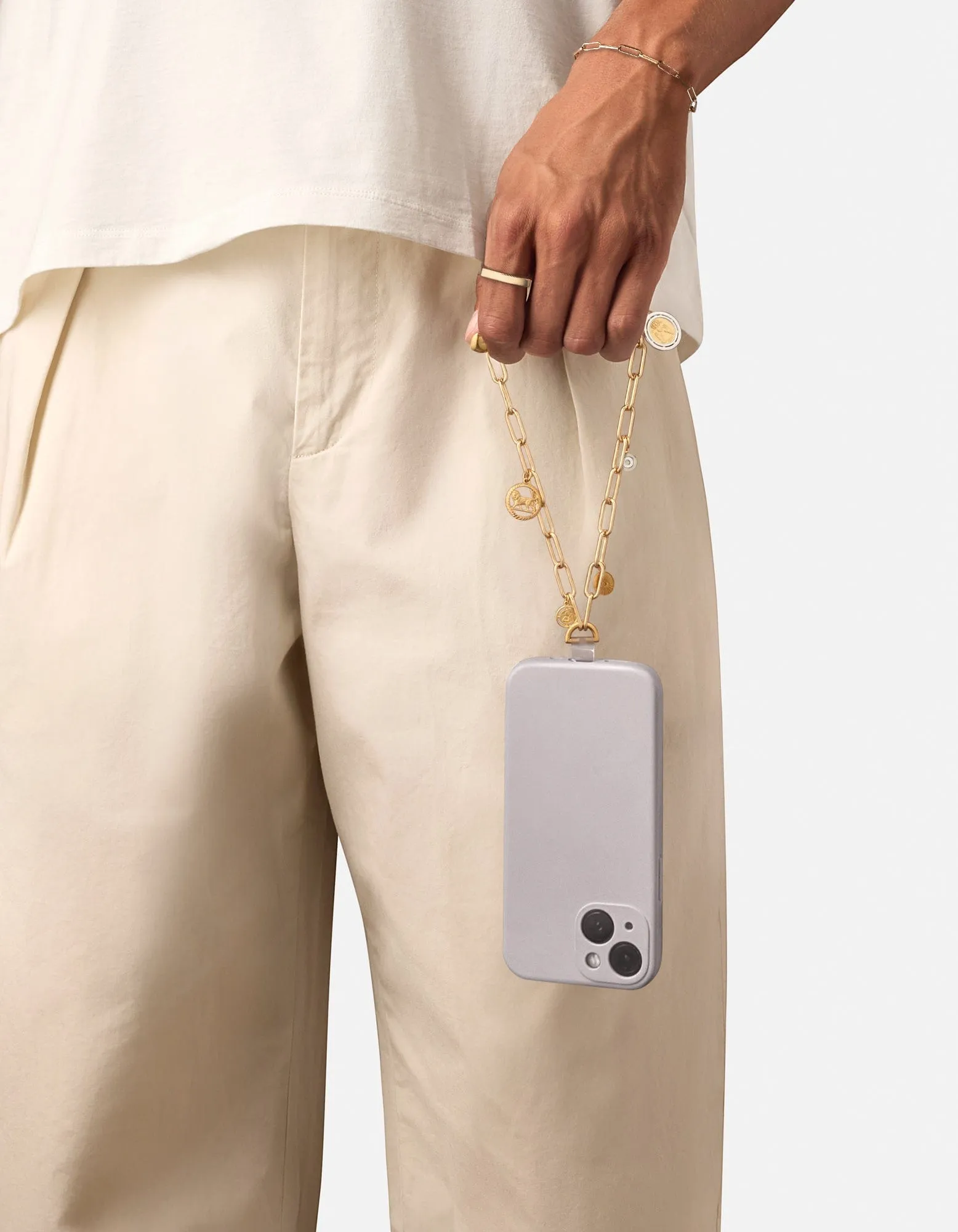 Volt Link Phone Strap, Gold/Charms